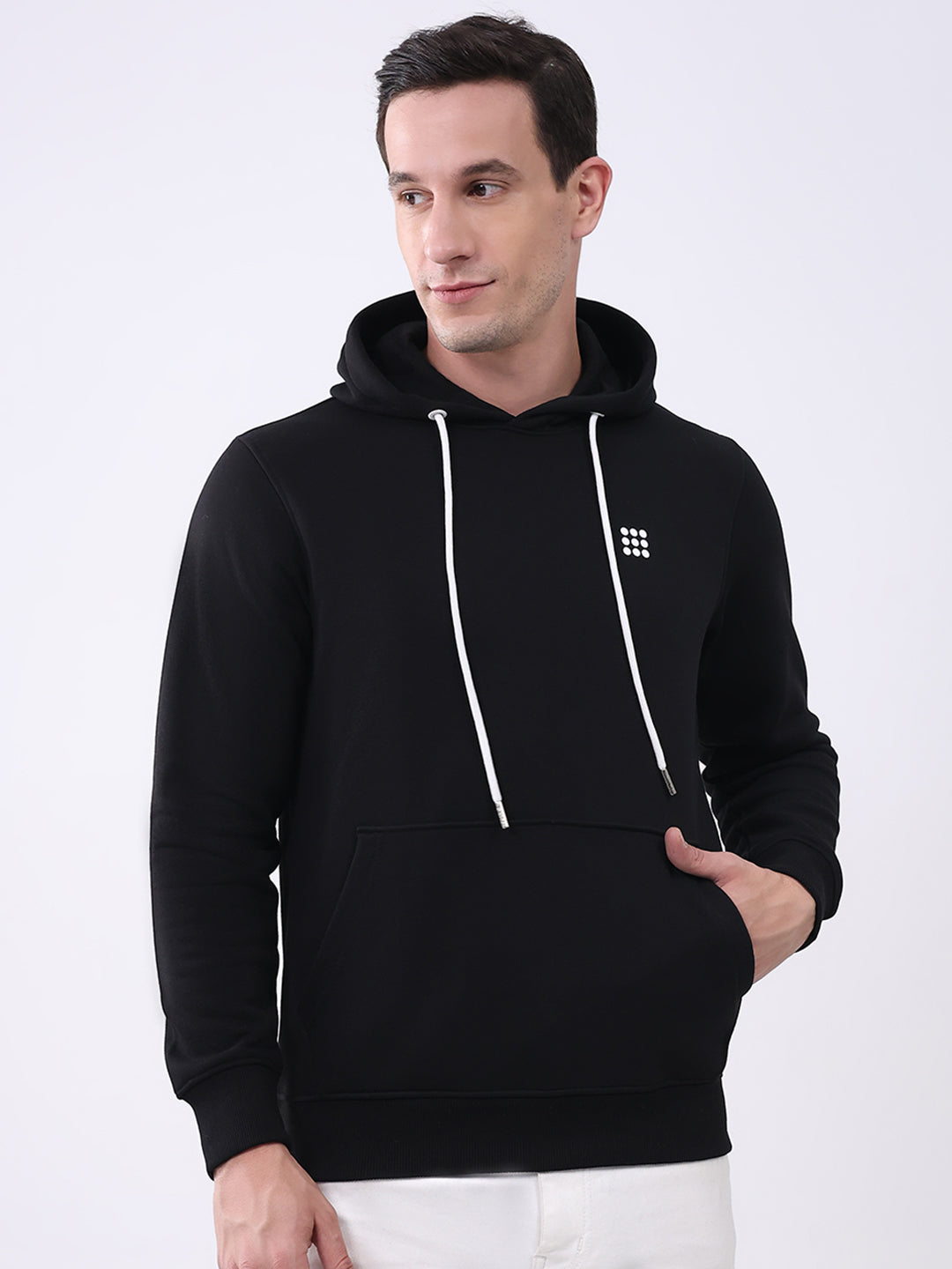 Rock.it Men Black Solid Hooded Full Sleeve Sweatshirt
