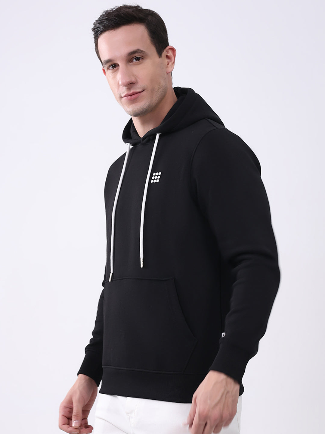 Rock.it Men Black Solid Hooded Full Sleeve Sweatshirt