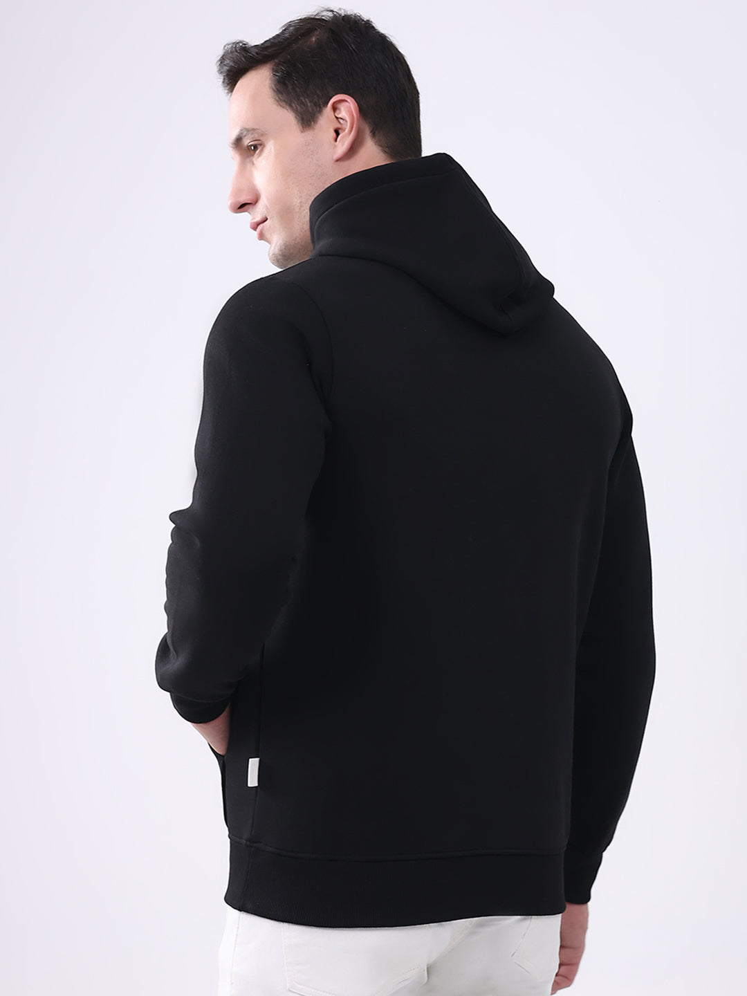 Rock.it Men Black Solid Hooded Full Sleeve Sweatshirt