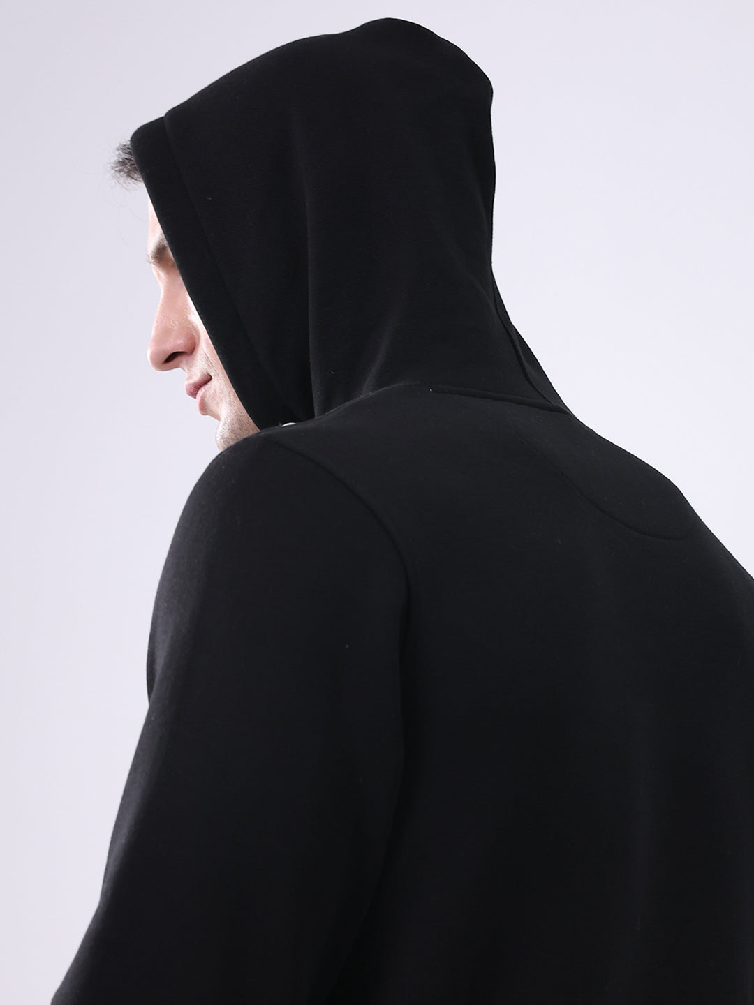 Rock.it Men Black Solid Hooded Full Sleeve Sweatshirt