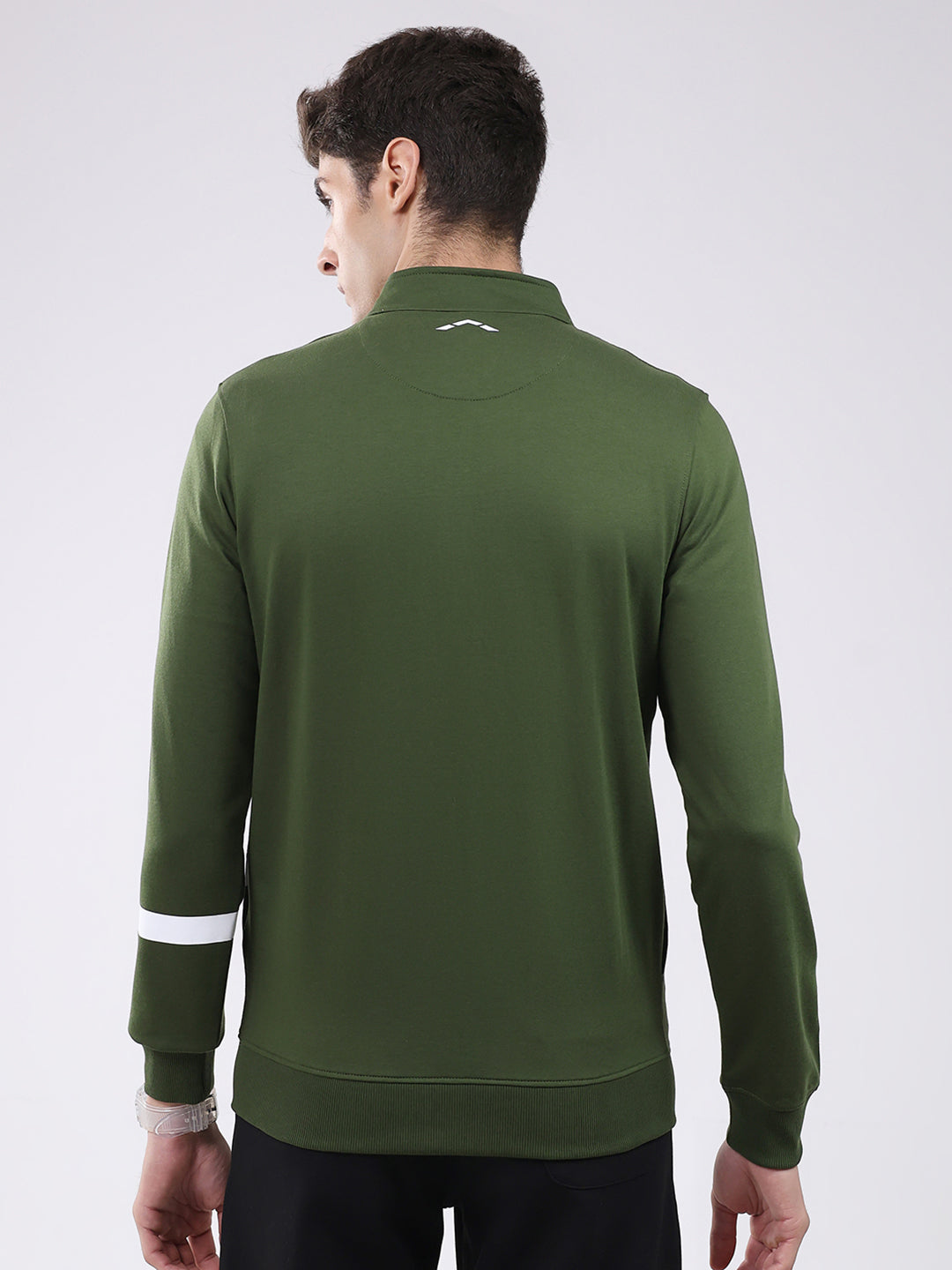 Rock.it Men Green Solid Mock Neck Full Sleeve Sweatshirt