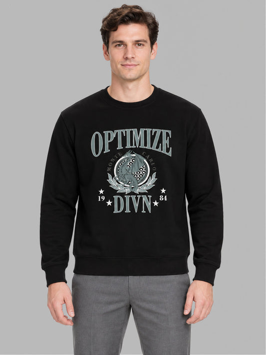 Men Black Printed Round Neck Full Sleeve Sweatshirt