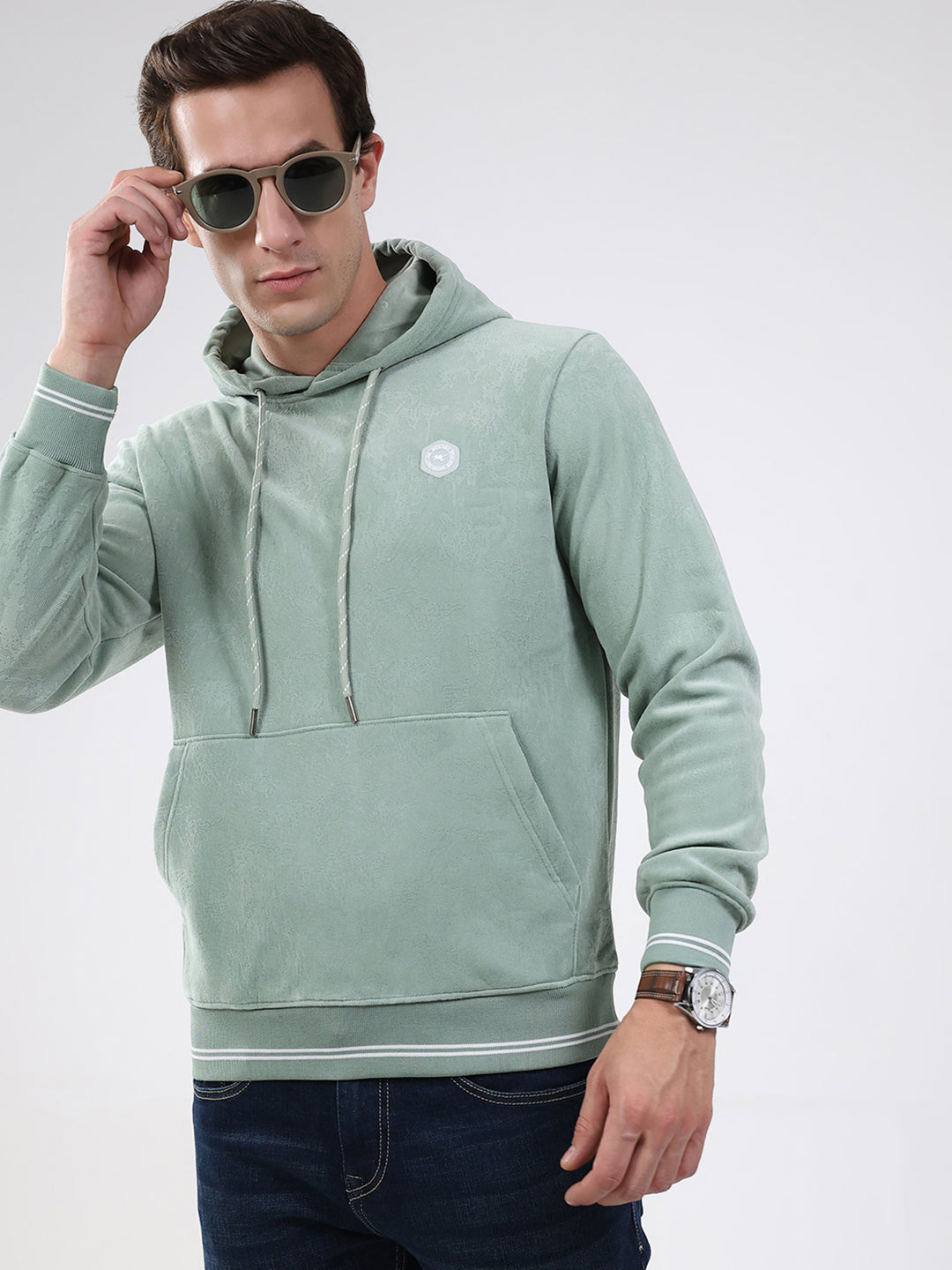 Men Green Super Soft Hooded Sweatshirt - Extra Warm