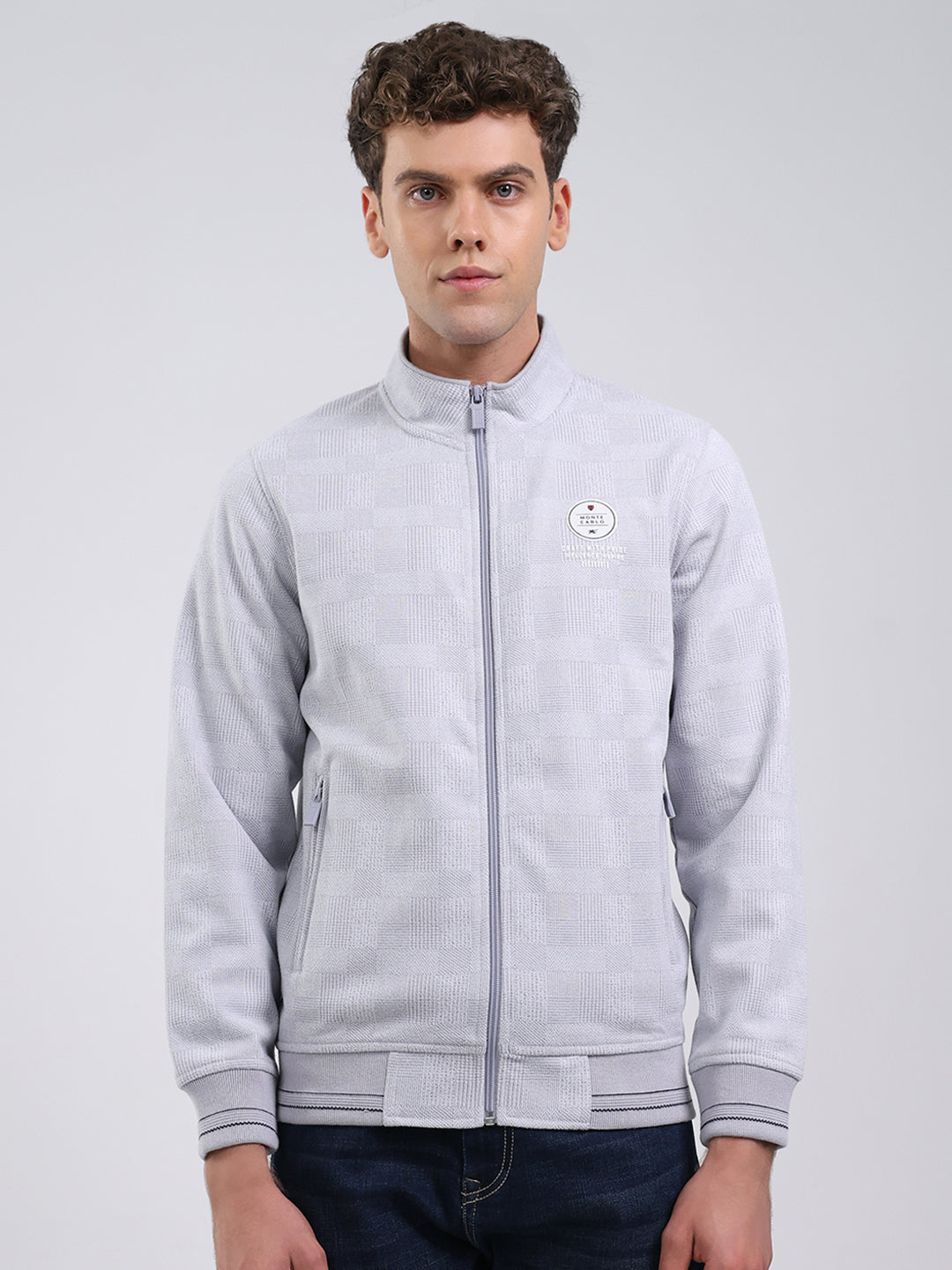 Men Sky Blue Ultra Warm Collar Sweatshirt - Anti-Pilling Fabric