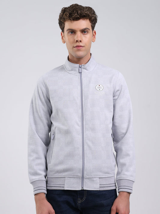 Men Sky Blue Ultra Warm Collar Sweatshirt - Anti-Pilling Fabric