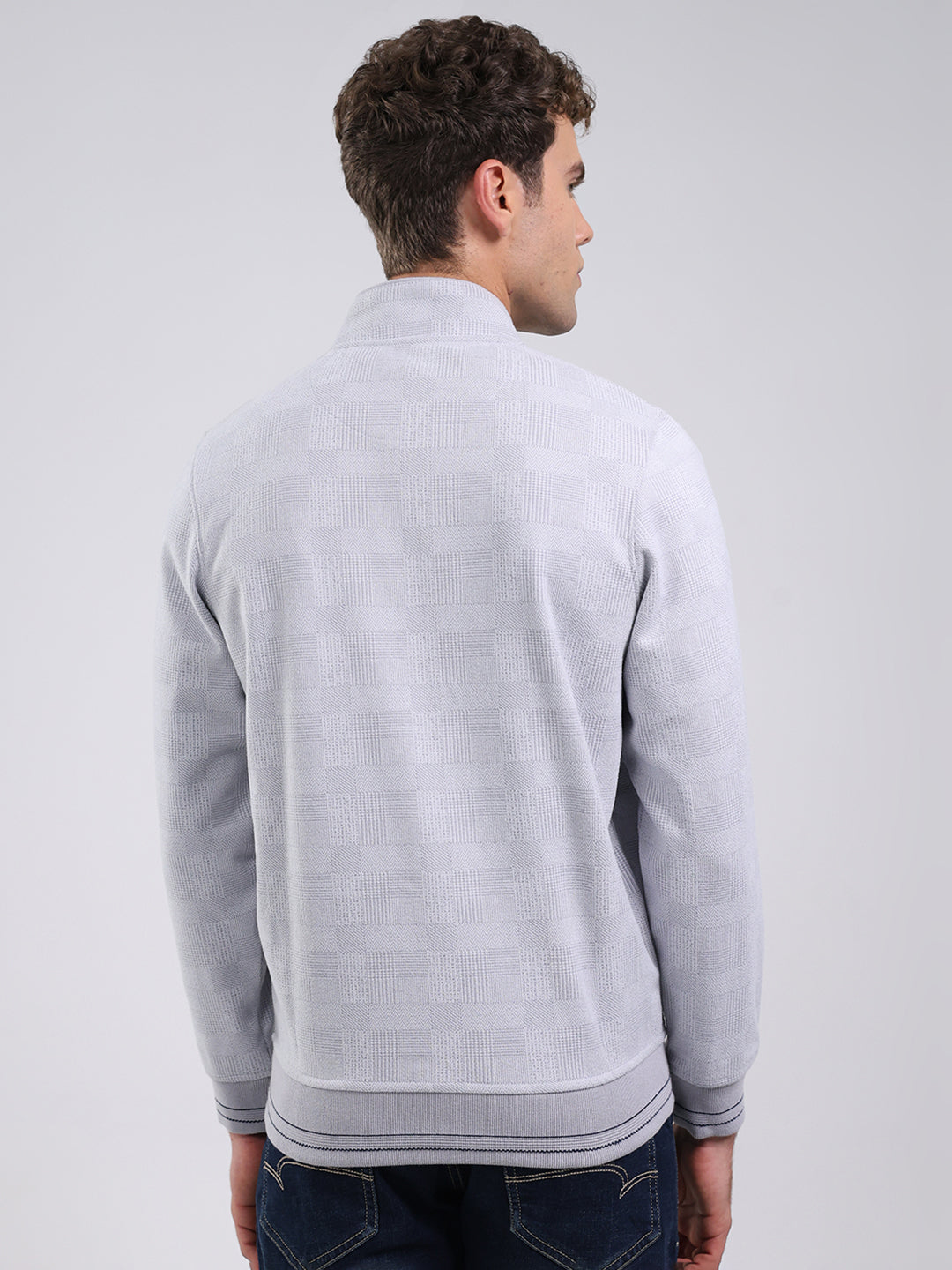 Men Sky Blue Ultra Warm Collar Sweatshirt - Anti-Pilling Fabric