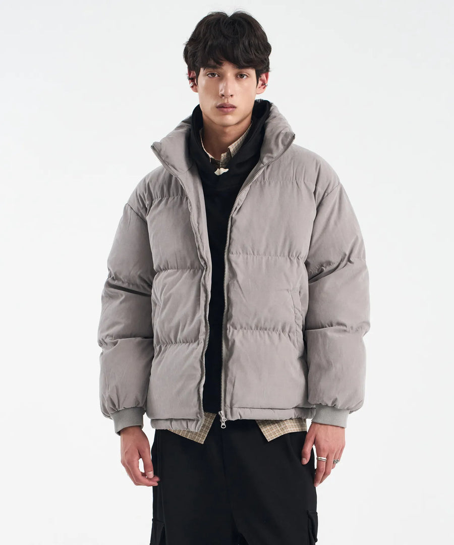 Stylish Gray Puffer Jacket Winter Fashion