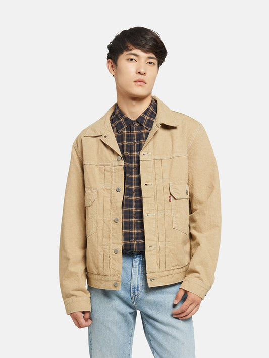 Men's Solid Khaki Relaxed Fit Jacket