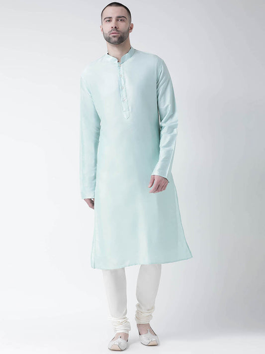 Mint Green Silk Blend Solid Kurta