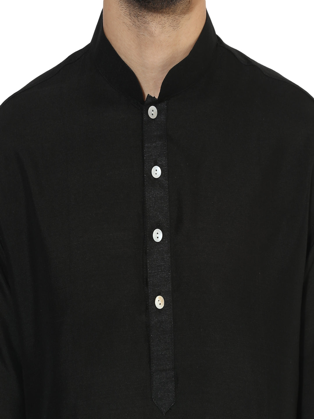 Black Cotton Plain Kurta