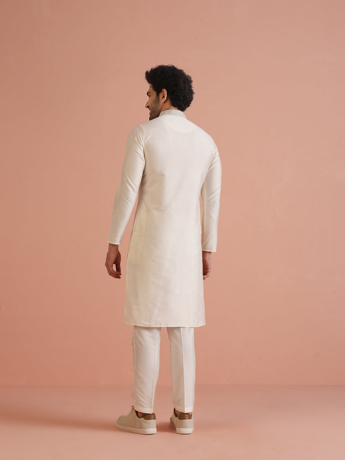 Cream Embroidered Kurta