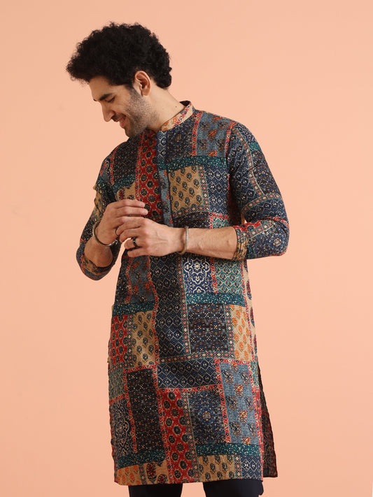 Multi Color Cotton Printed Kurta