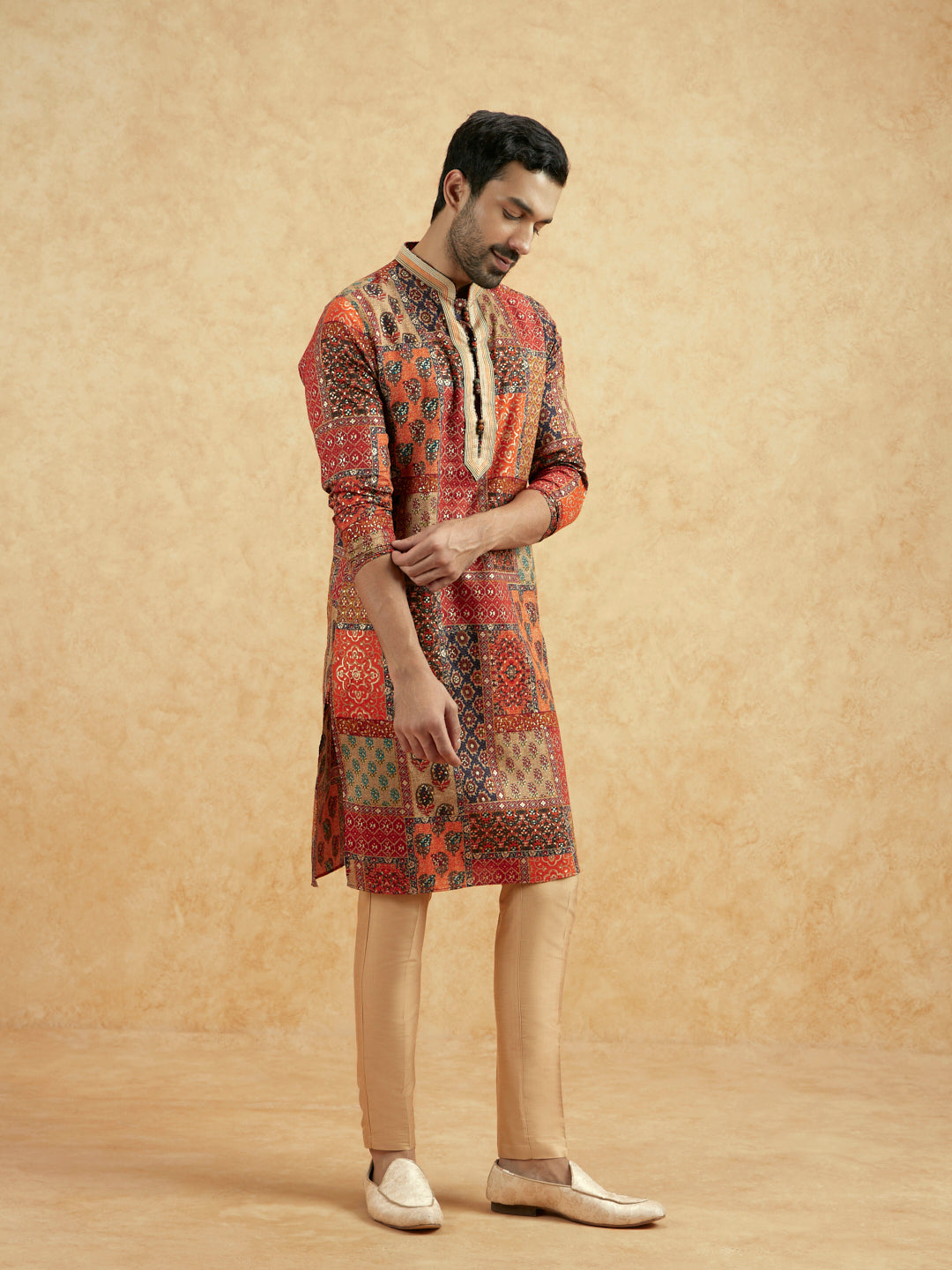 Multicolour Art Silk Printed Long Kurta