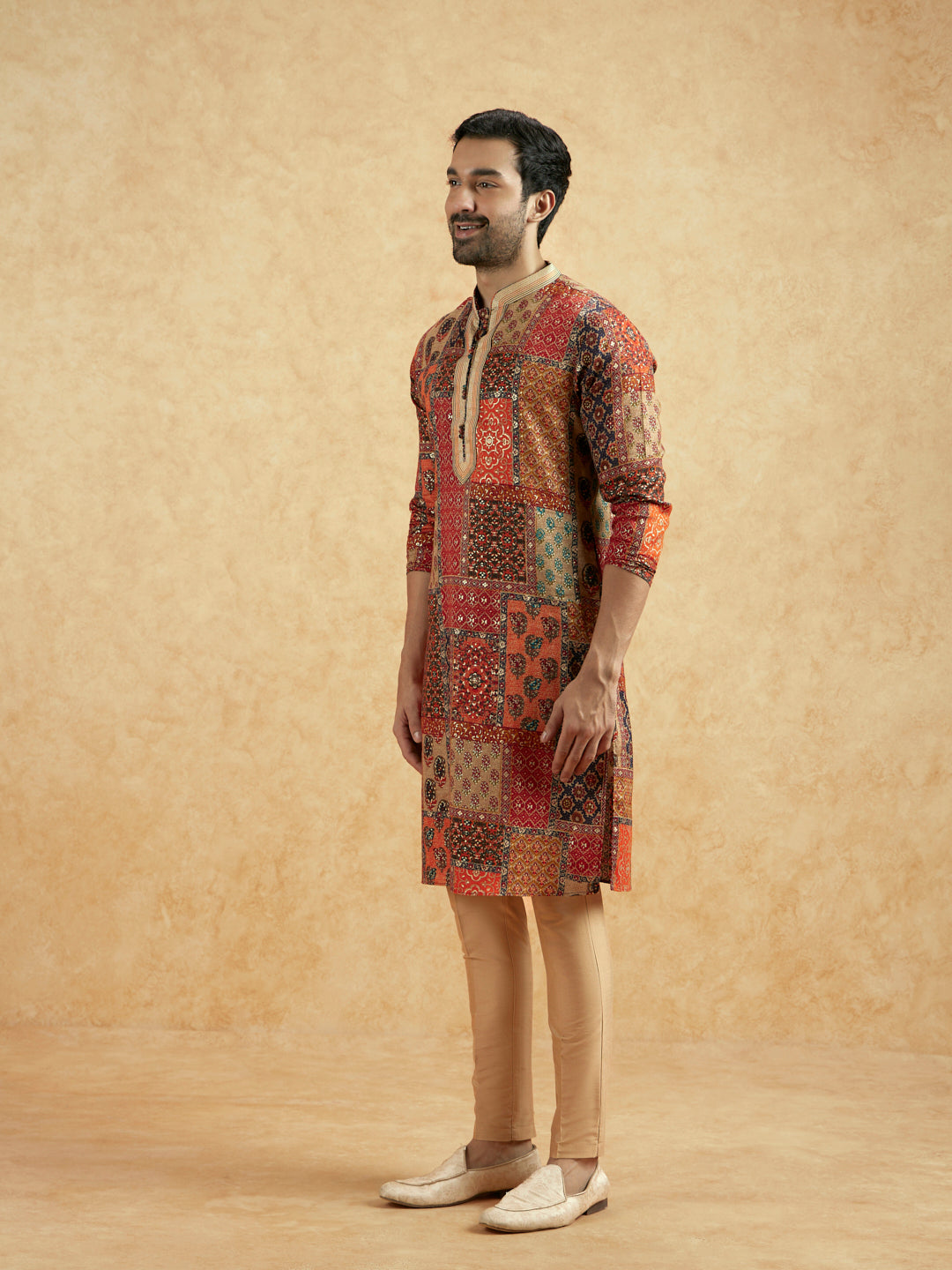 Multicolour Art Silk Printed Long Kurta
