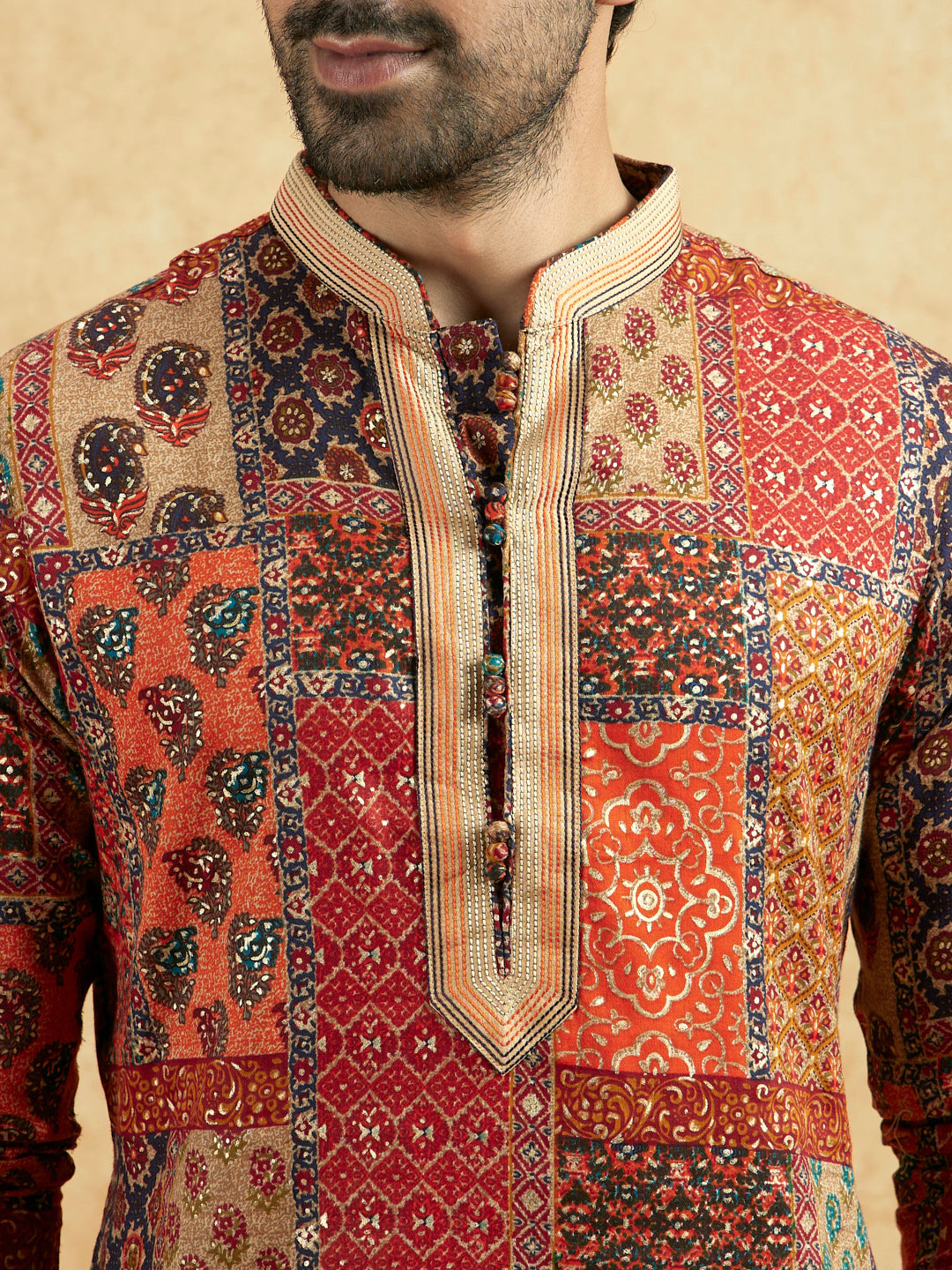 Multicolour Art Silk Printed Long Kurta