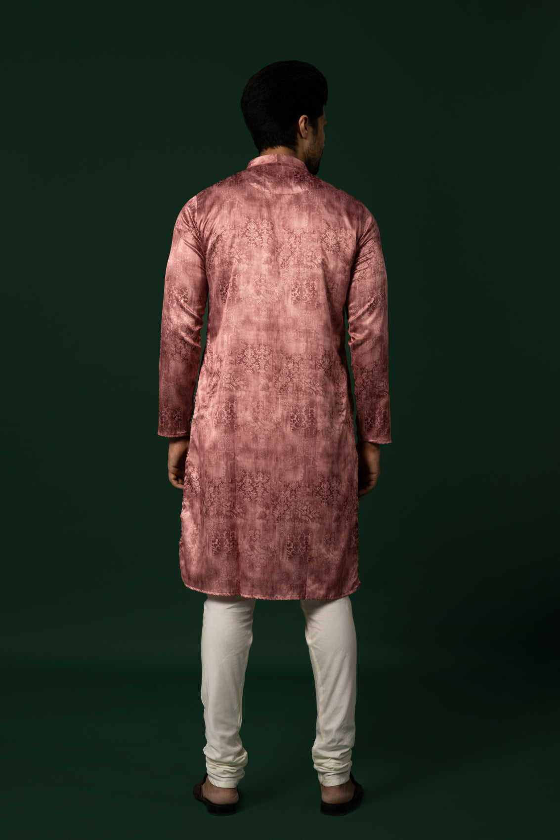 Pink Textured Silk Blend Kurta