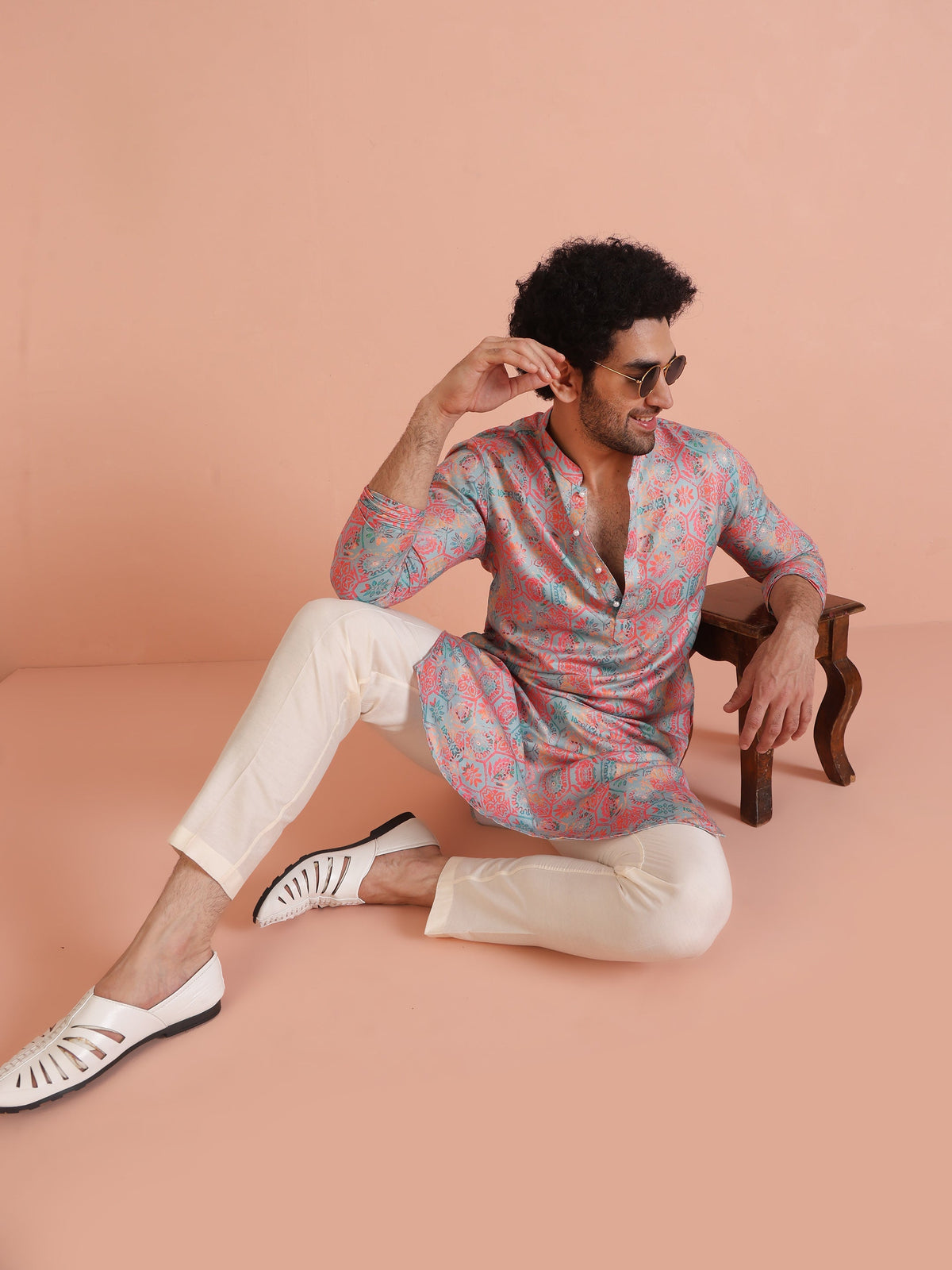 Multi Color Art Silk Printed Long Kurta