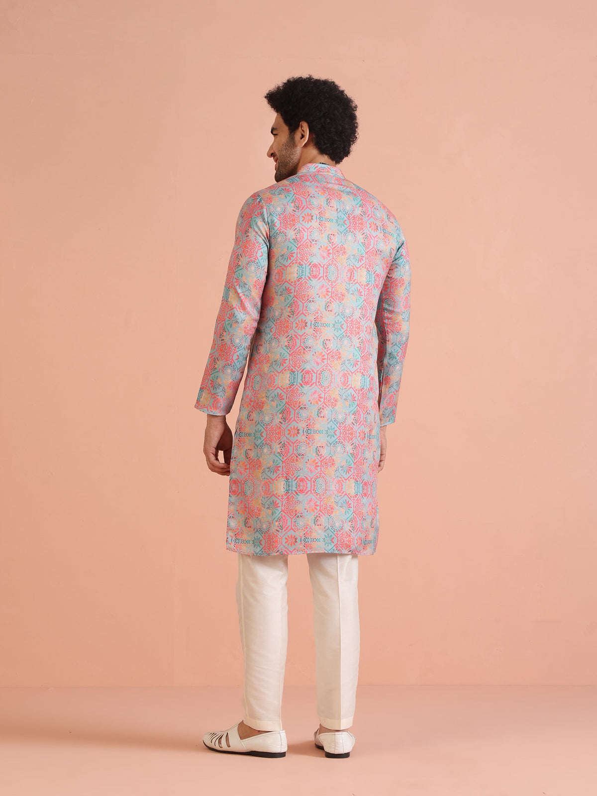 Multi Color Art Silk Printed Long Kurta