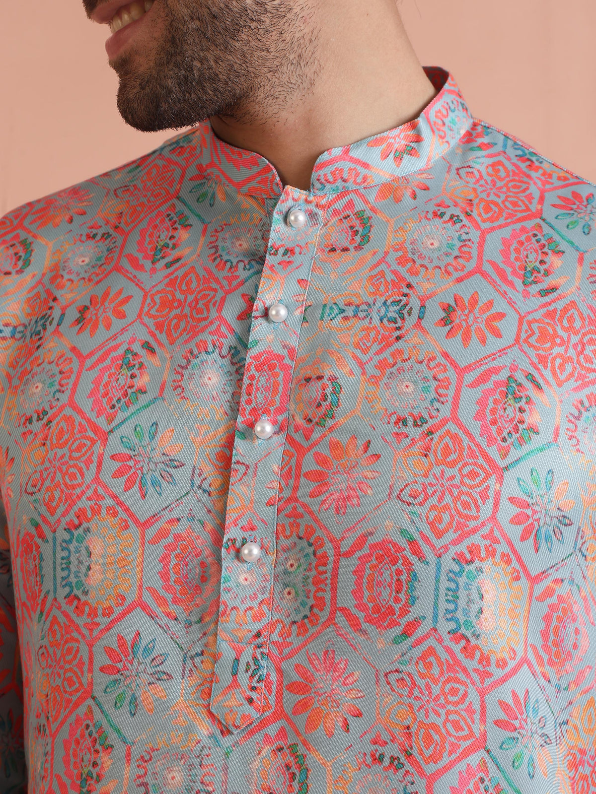 Multi Color Art Silk Printed Long Kurta