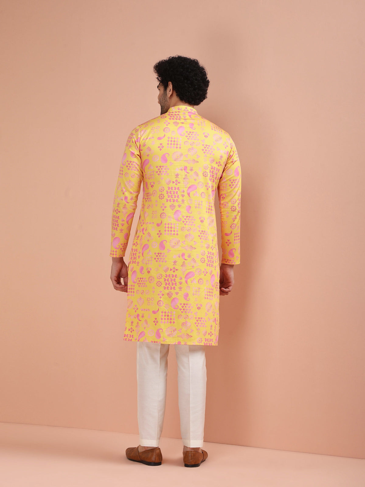 Yellow Printed Kurta-Printed Festive Wear