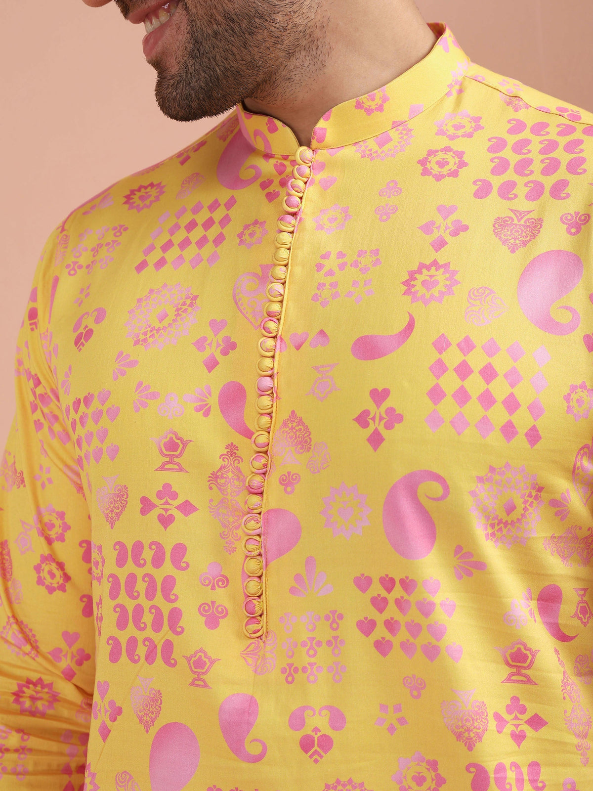 Yellow Printed Kurta-Printed Festive Wear