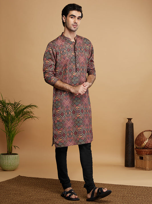Multicolor Cotton Geometric Printed Kurta