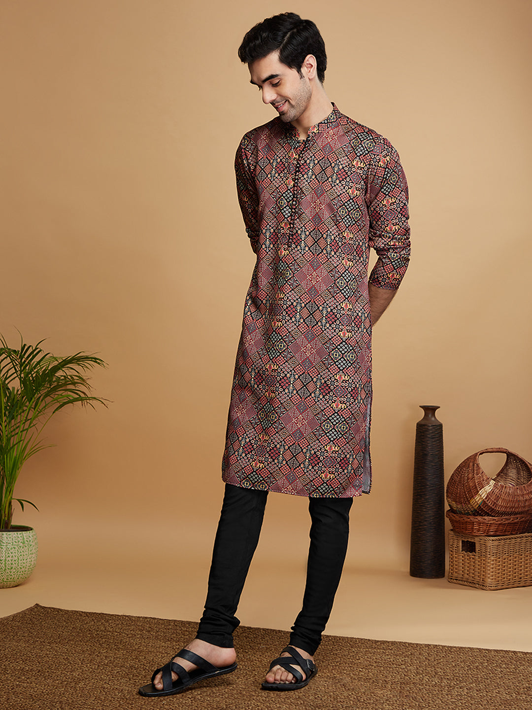Multicolor Cotton Geometric Printed Kurta