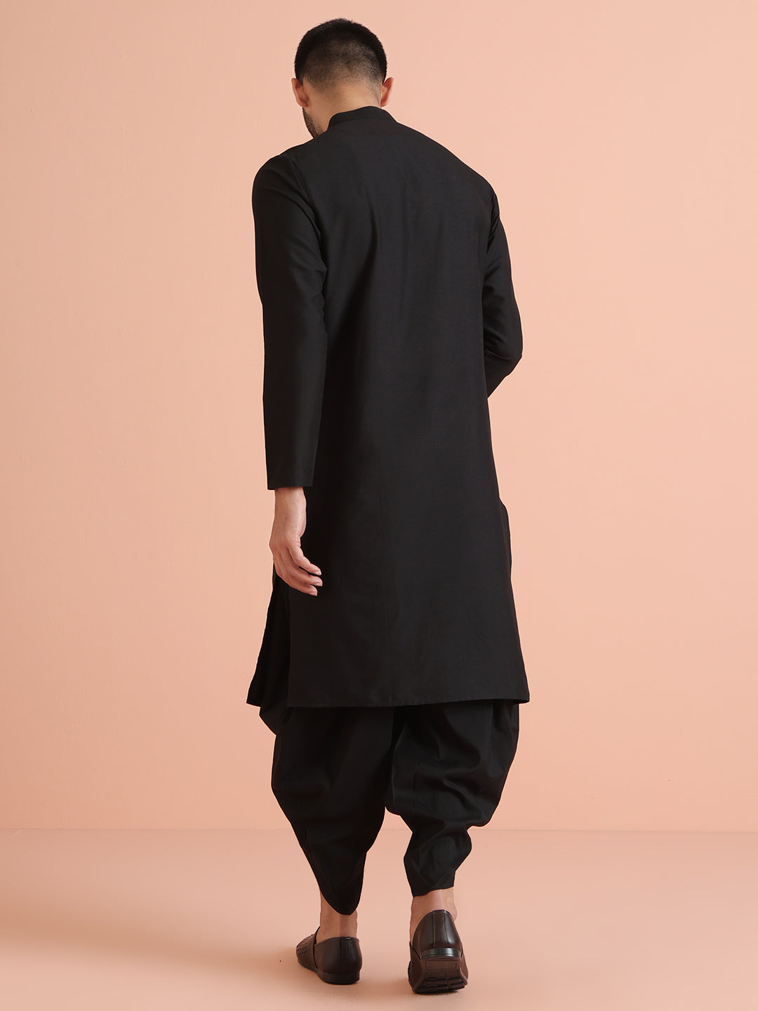 Black Kurta with Silver Thread Embroidery