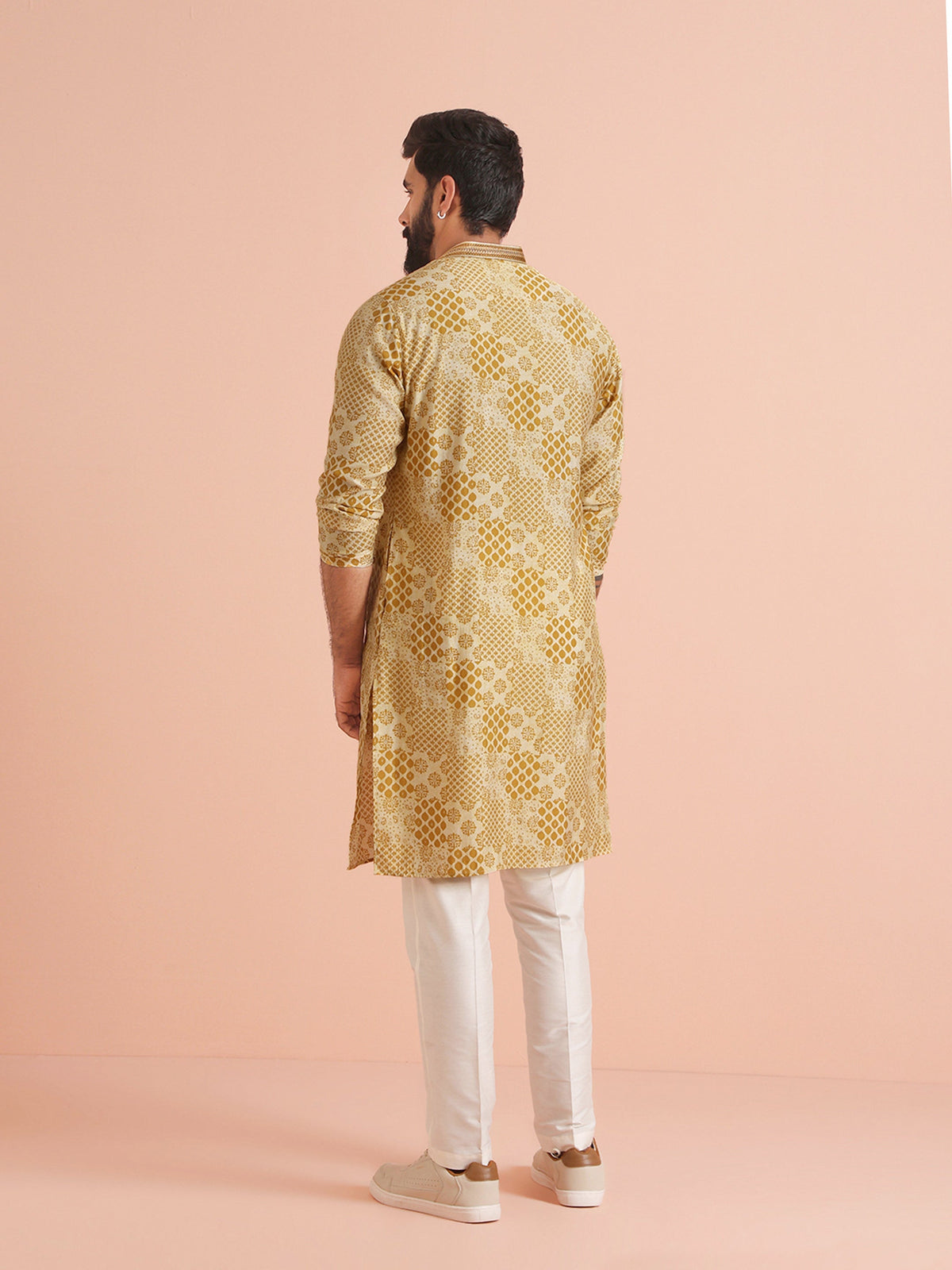 Men Mustard Ethnic Motifs Kurta
