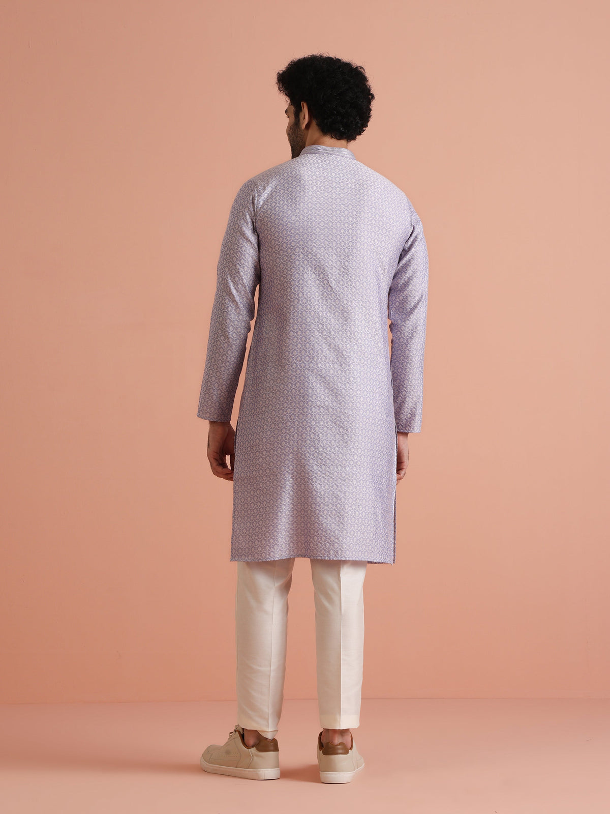 Lavender Jacquard Silk Blend Kurta