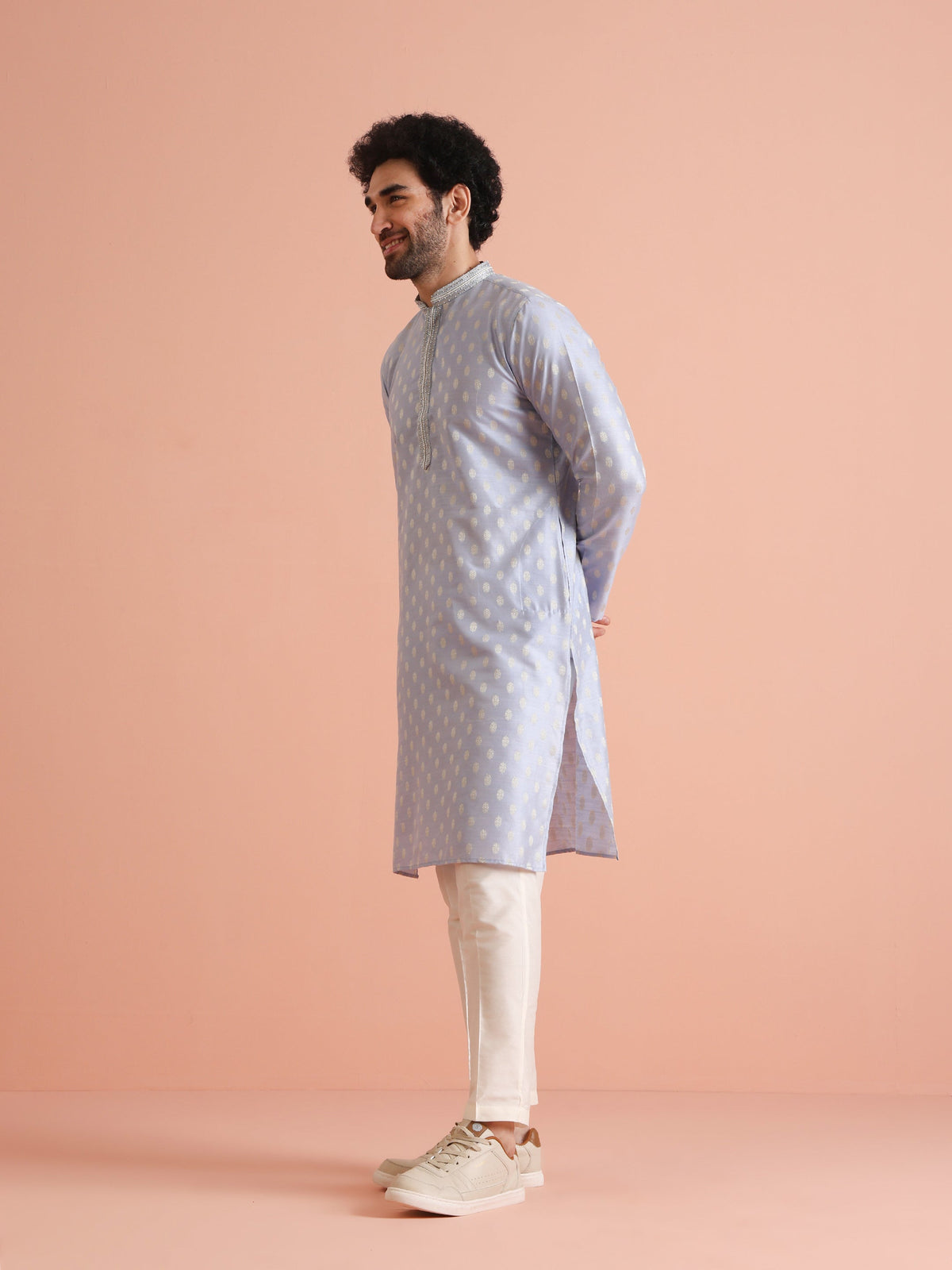 Men Blue Ethnic Motifs Kurta