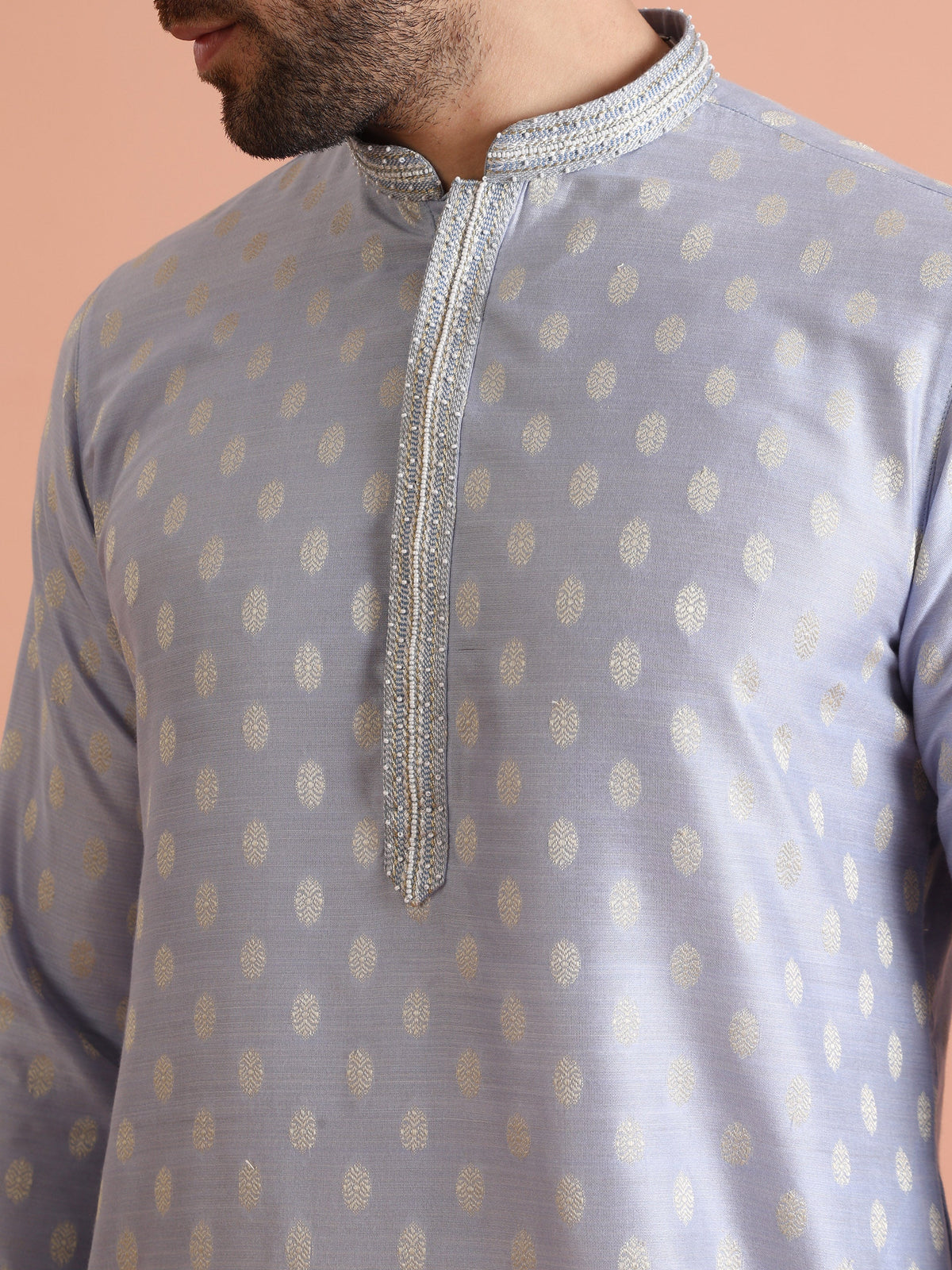 Men Blue Ethnic Motifs Kurta