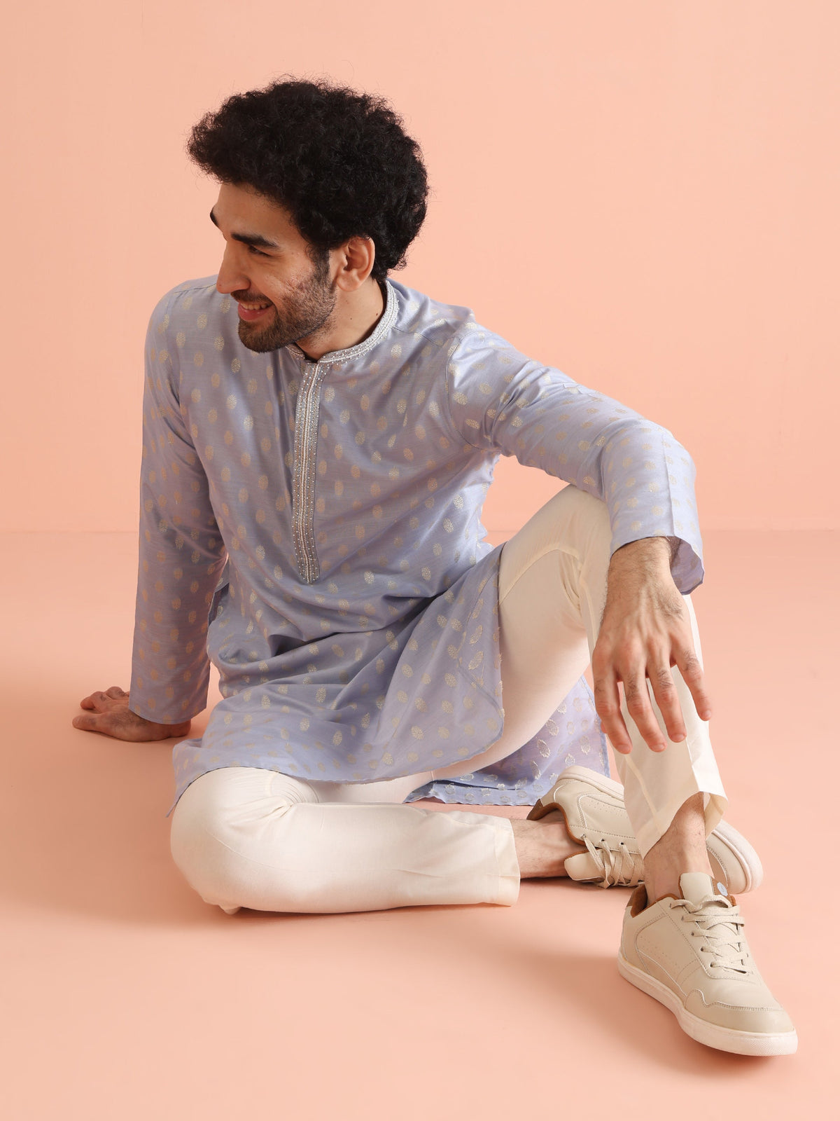 Men Blue Ethnic Motifs Kurta