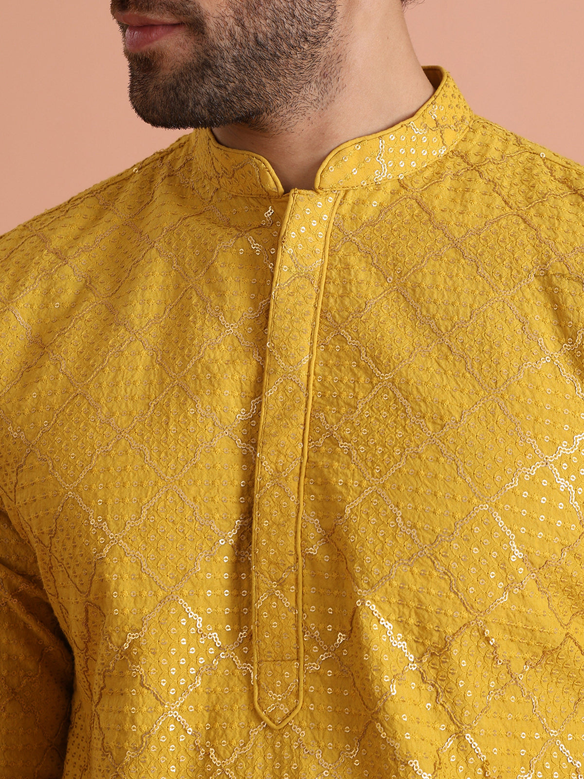 Yellow Sequin Embroidered Kurta