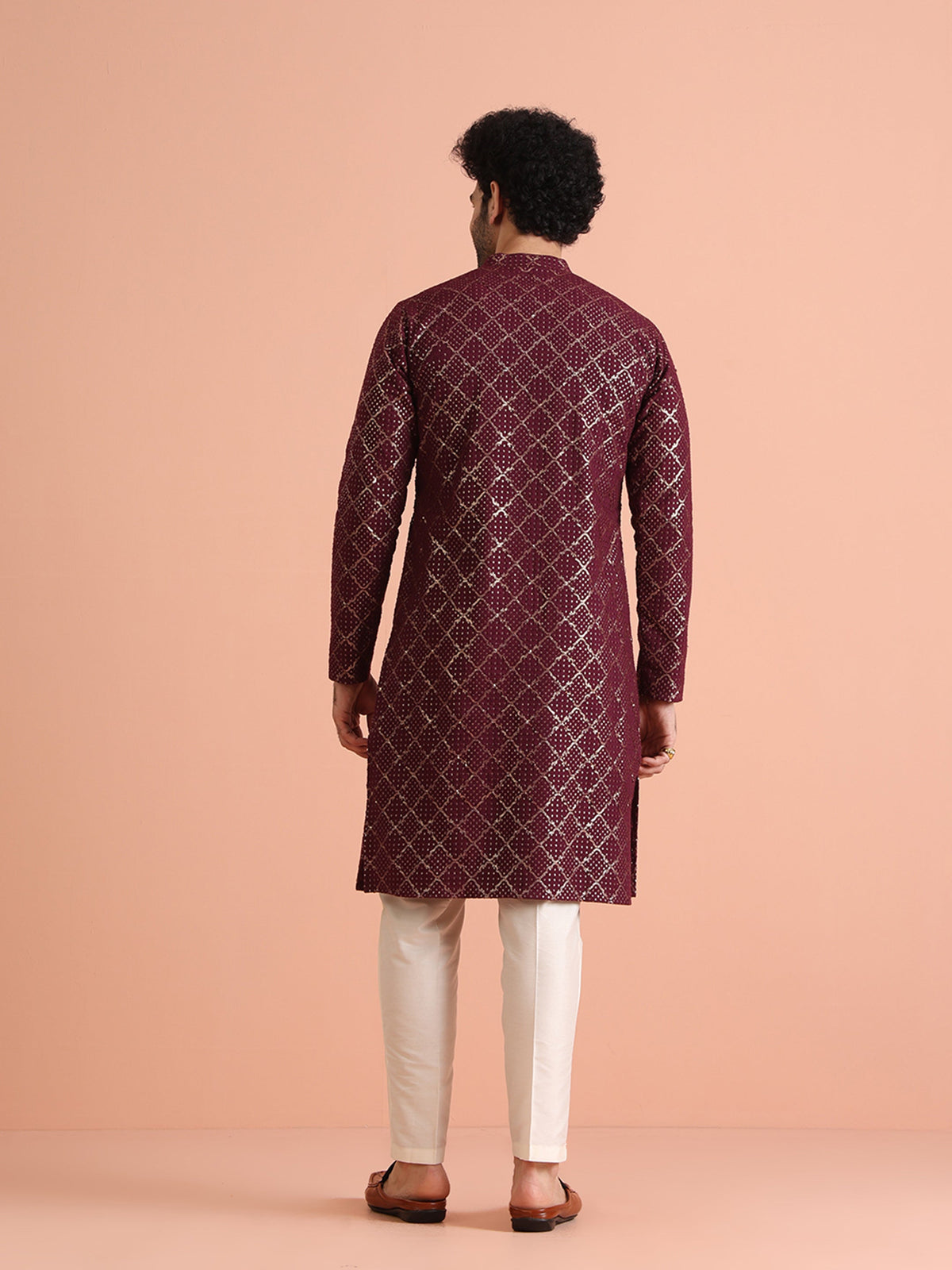 Maroon Sequin Embroidered Kurta