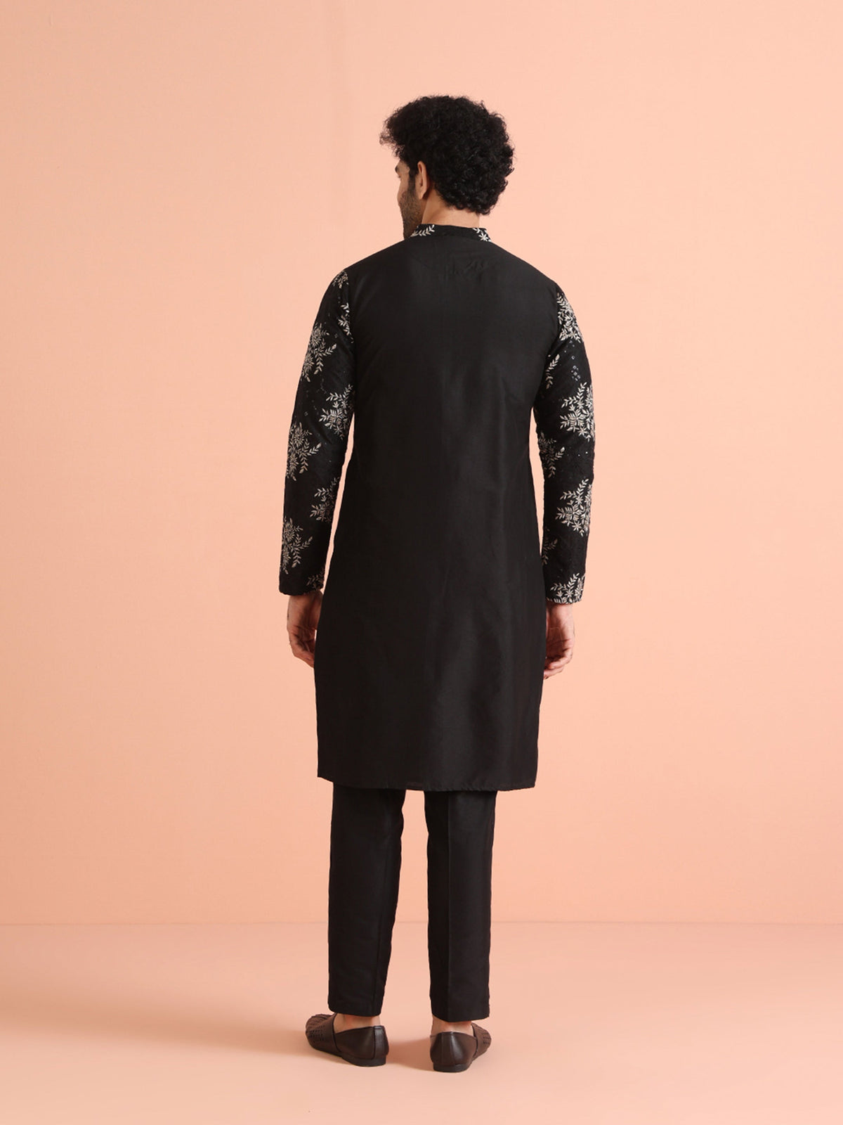 Black & Silver Floral embroidery Kurta