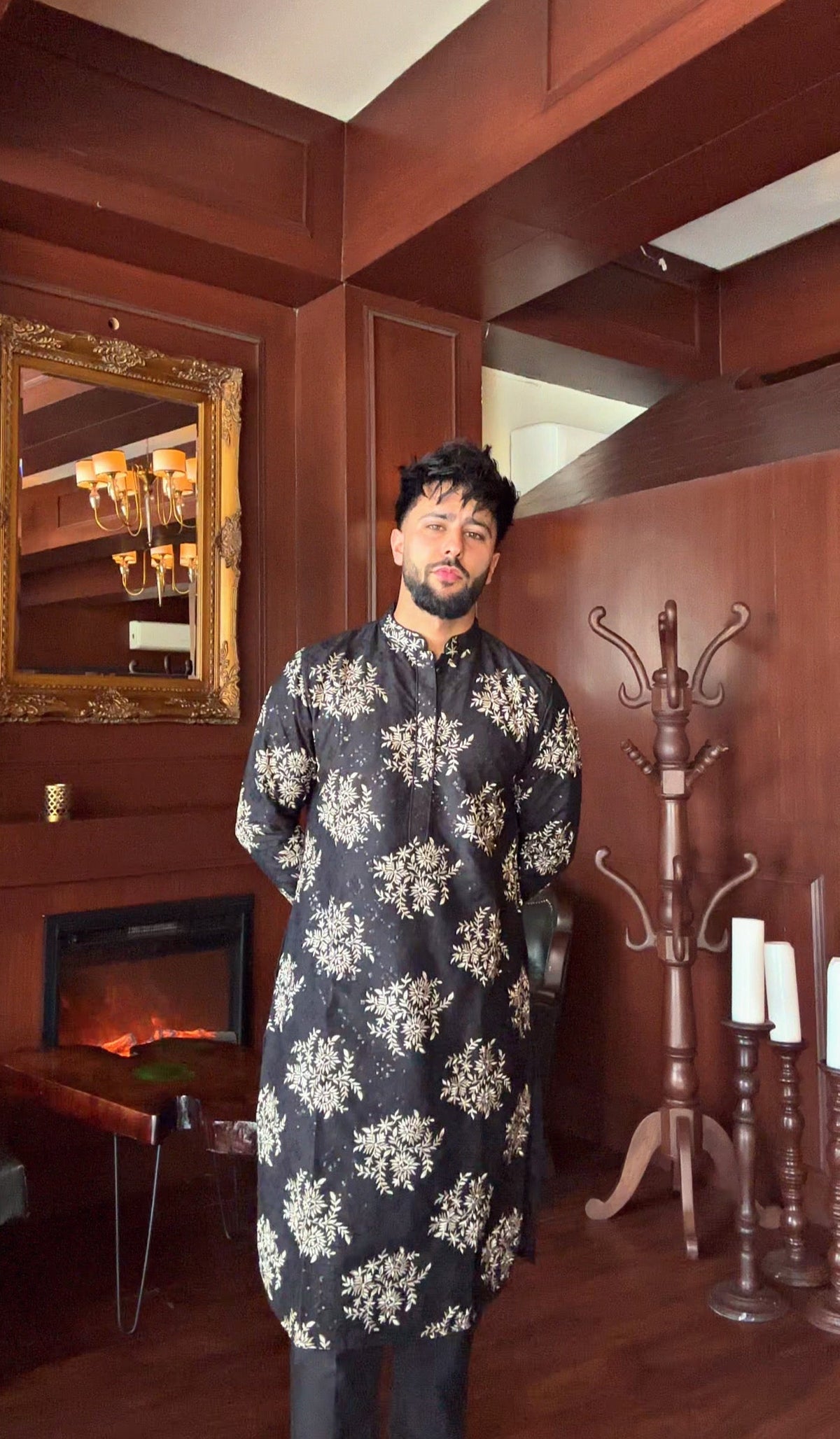 Black & Silver Floral embroidery Kurta