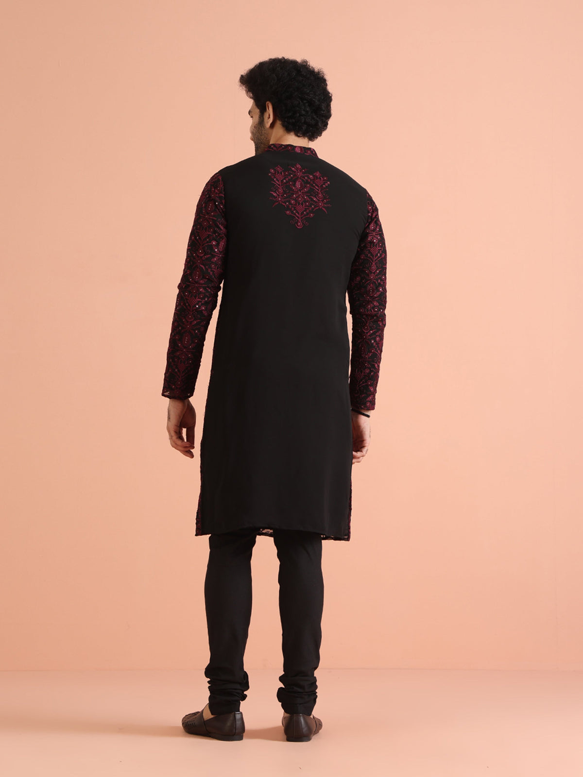 Black & Maroon Embroidered Kurta â€“ Festive & Wedding Wear