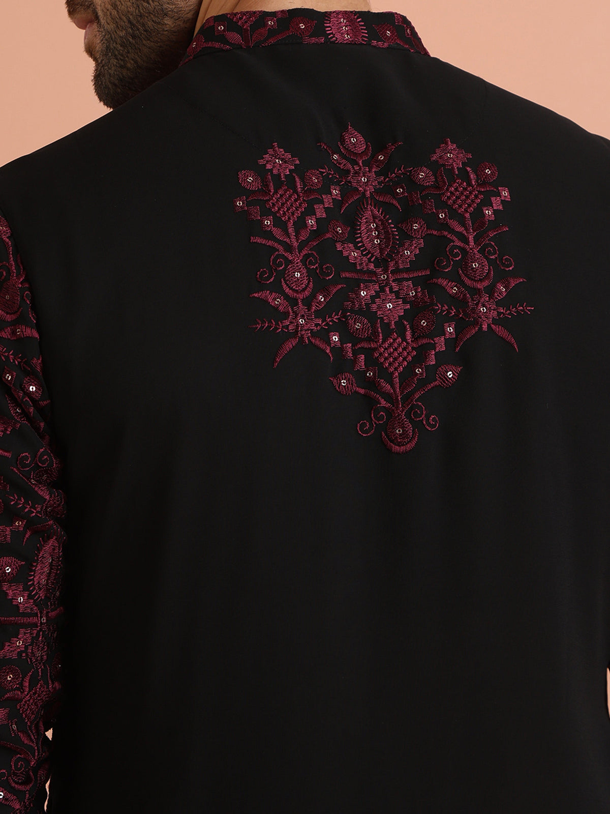 Black & Maroon Embroidered Kurta â€“ Festive & Wedding Wear