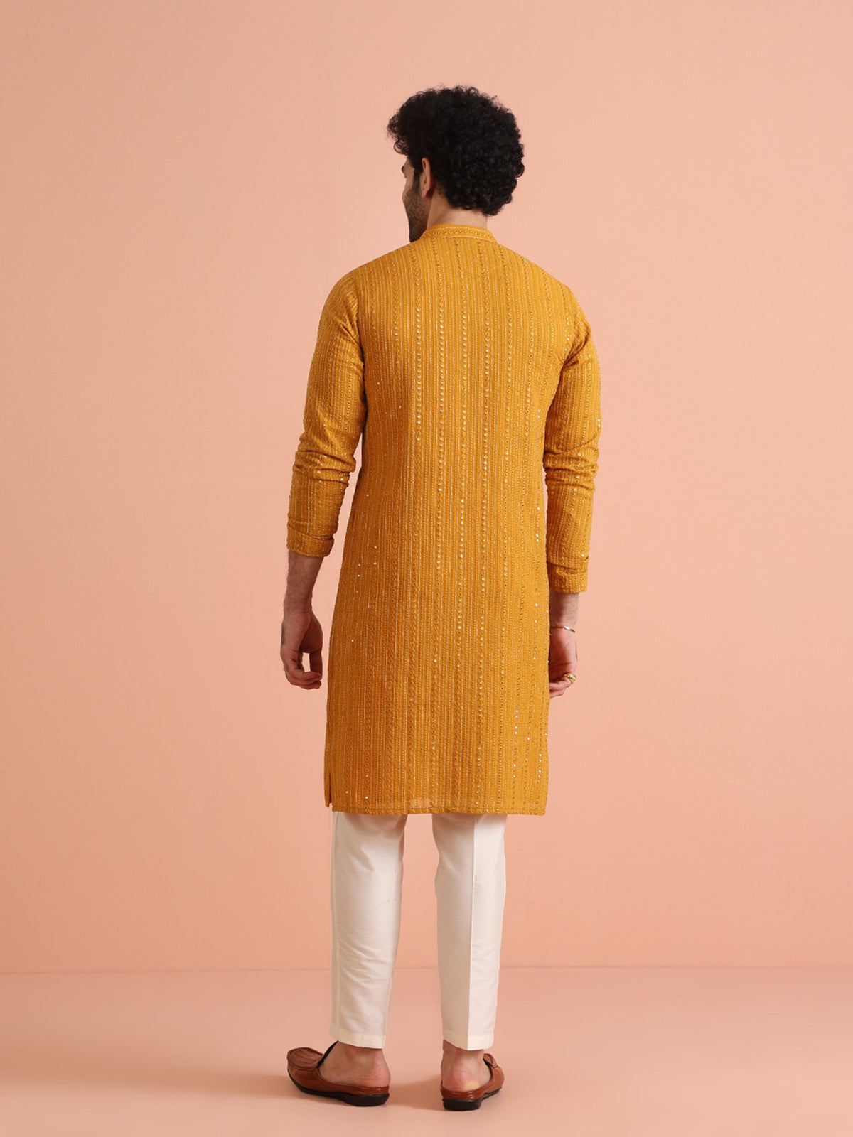 Mustard Mirror Work Kurta â€“ Festive & Wedding Wear