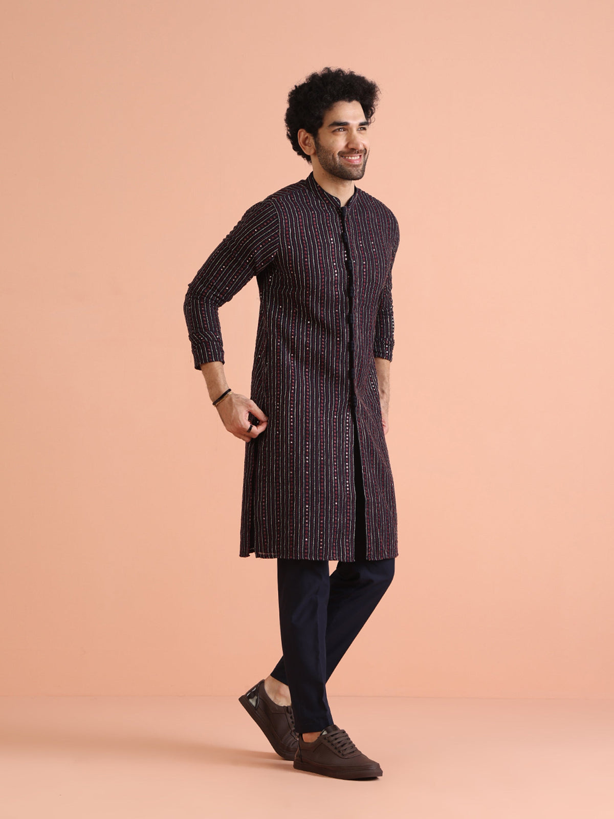 Navy Blue Embroidered Mirror Work Kurta â€“ Festive & Wedding Wear