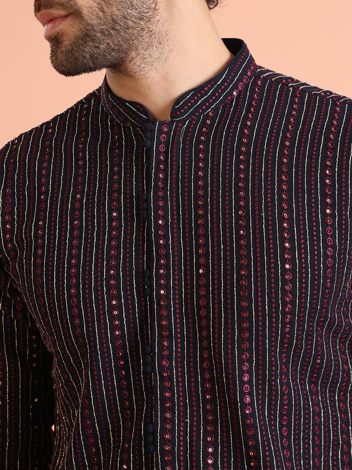 Navy Blue Embroidered Mirror Work Kurta â€“ Festive & Wedding Wear