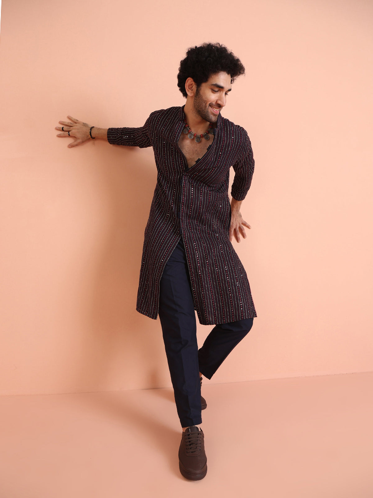 Navy Blue Embroidered Mirror Work Kurta â€“ Festive & Wedding Wear