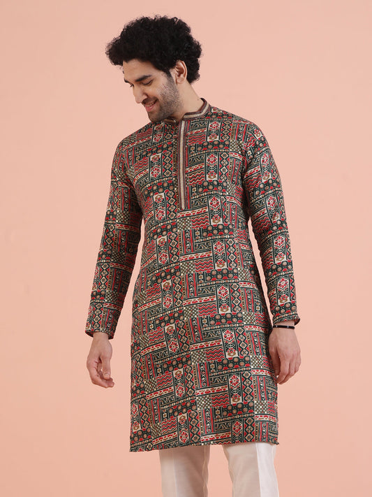 Multicolor Printed Silk Blend Kurta