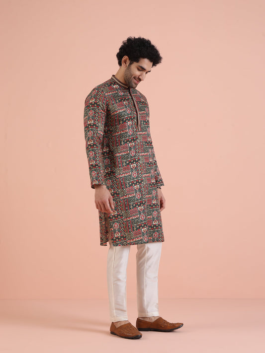Multicolor Printed Silk Blend Kurta