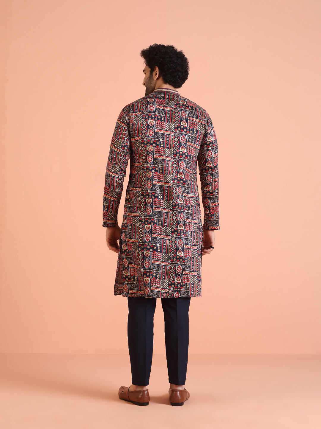 Multicolour Printed Silk Blend Kurta