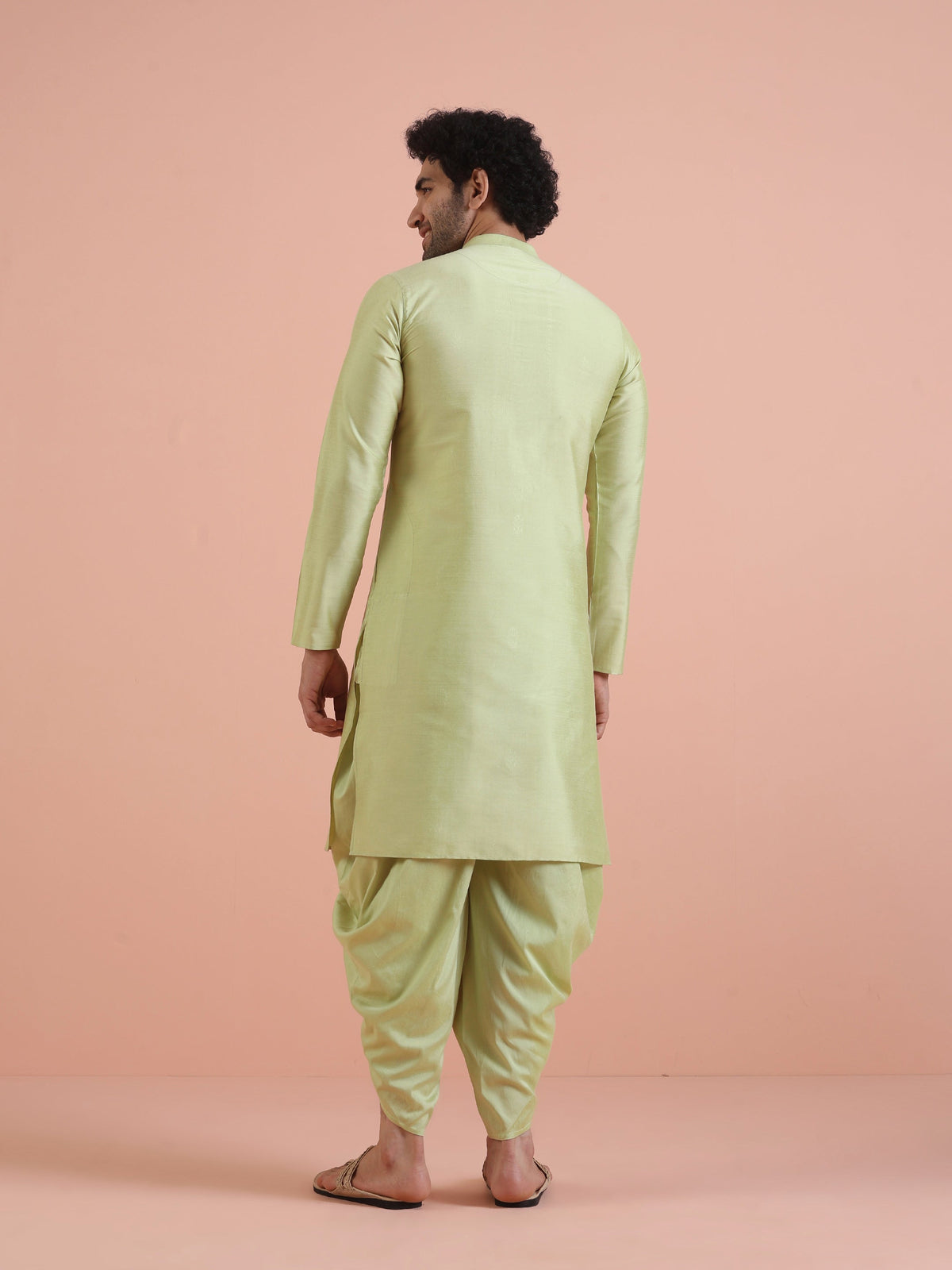 Men Green Embroidered Ethnic Motifs Kurta