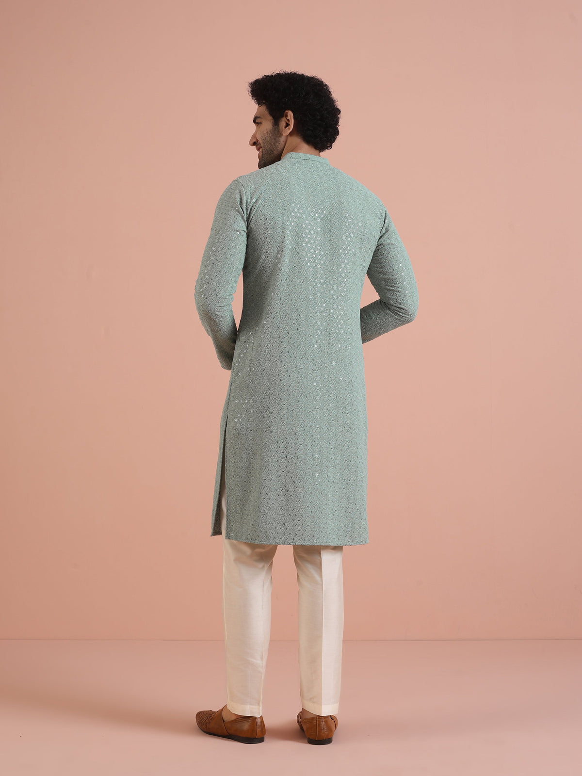 Mint Green Printed Sequinned Kurta
