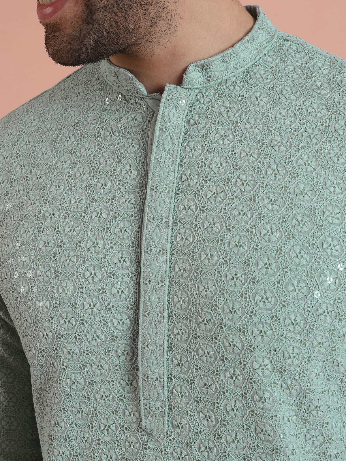Mint Green Printed Sequinned Kurta
