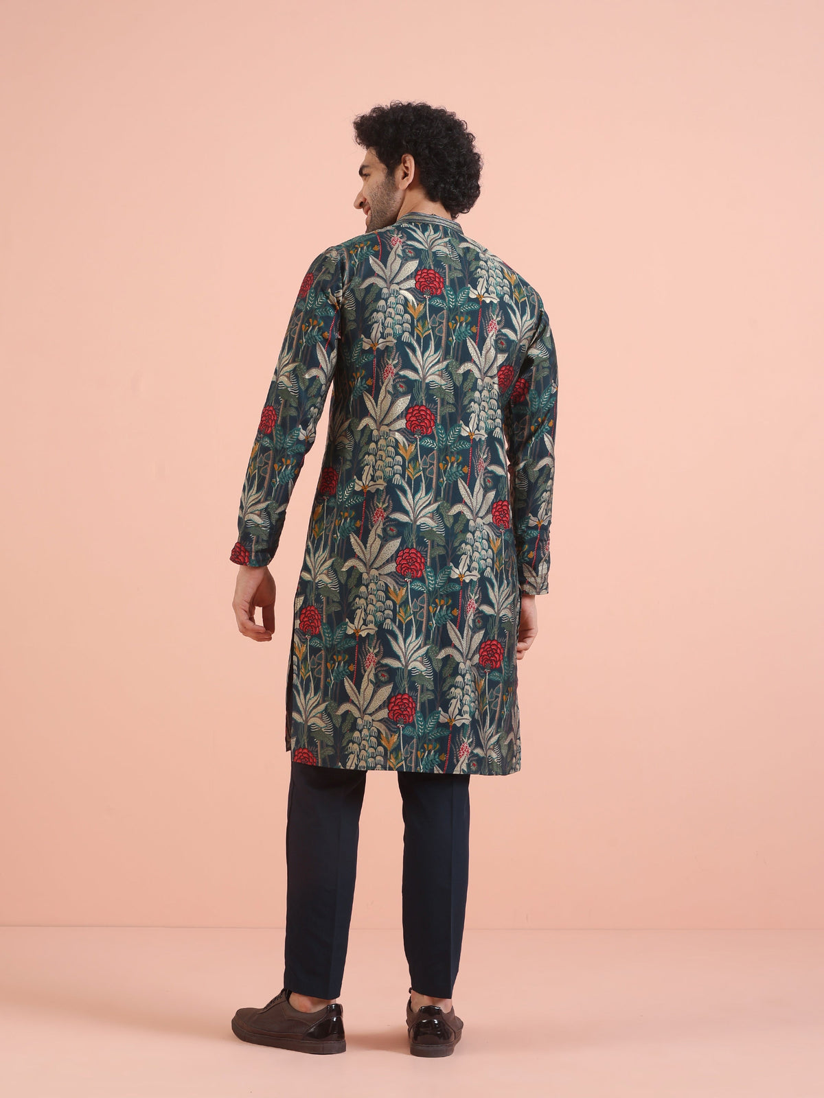 Multicolor Botanical Printed Silk Blend Kurta